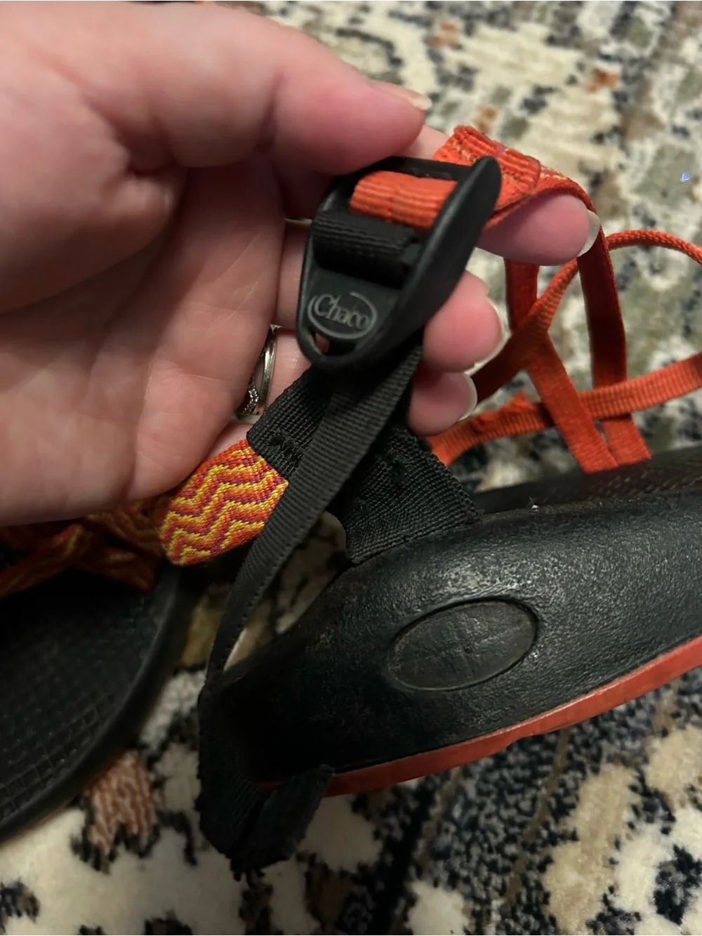Chaco Women's Black Sandals with Orange Straps